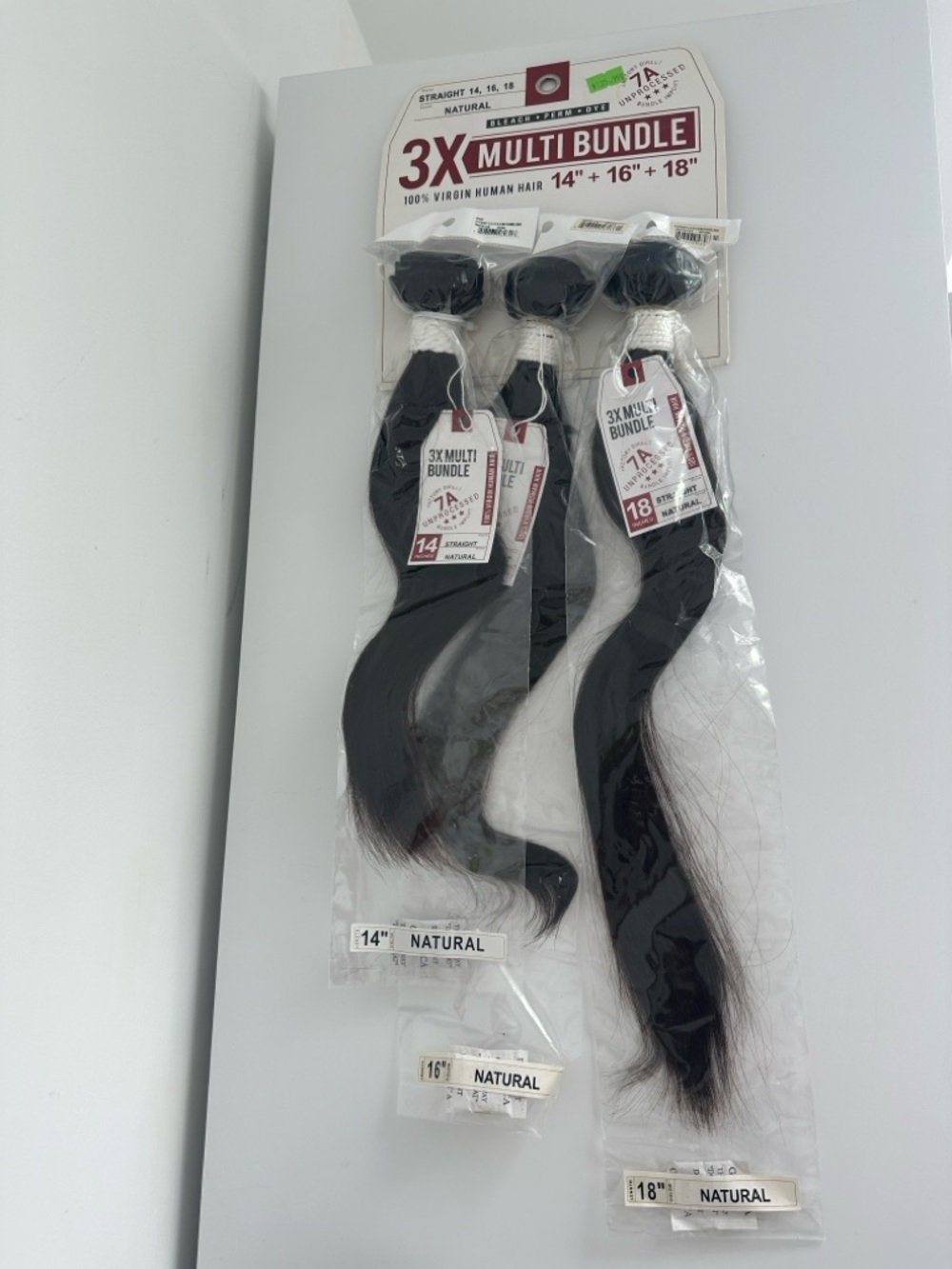 3X Multi Bundle Natural Black Human Hair Extensions (14", 16", 18")